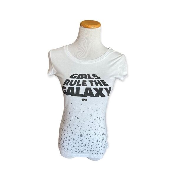 Junior Womens Star Wars Girls Rule Shirt The Galaxy - Sz M 7/9 - Picture 2 of 2